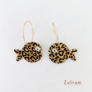 Pendientes pez globo animal print marrón